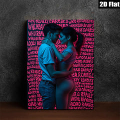 2D flat 1pc intimate couple embrace romantic wall art bedroom living room gallery wrapped canvas modern farmhouse décor cozy vibes