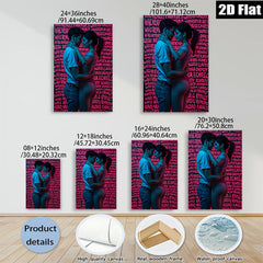 2D flat 1pc intimate couple embrace romantic wall art bedroom living room gallery wrapped canvas modern farmhouse décor cozy vibes