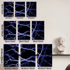 2D flat 1pc intricate blue vein pattern wall art modern farmhouse living room bedroom decor gallery wrapped canvas prints stylish home accents cozy vibes