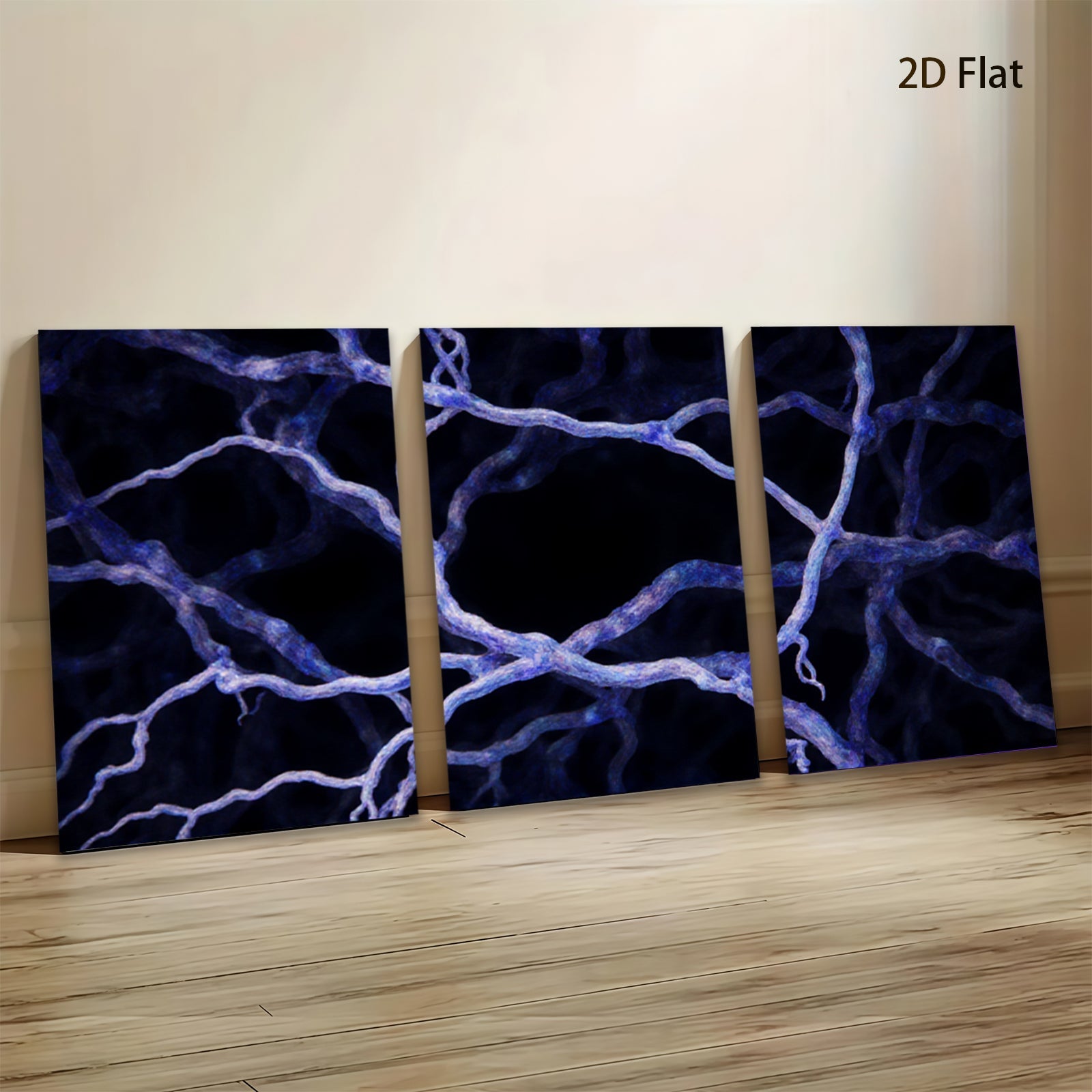 2D flat 1pc intricate blue vein pattern wall art modern farmhouse living room bedroom decor gallery wrapped canvas prints stylish home accents cozy vibes