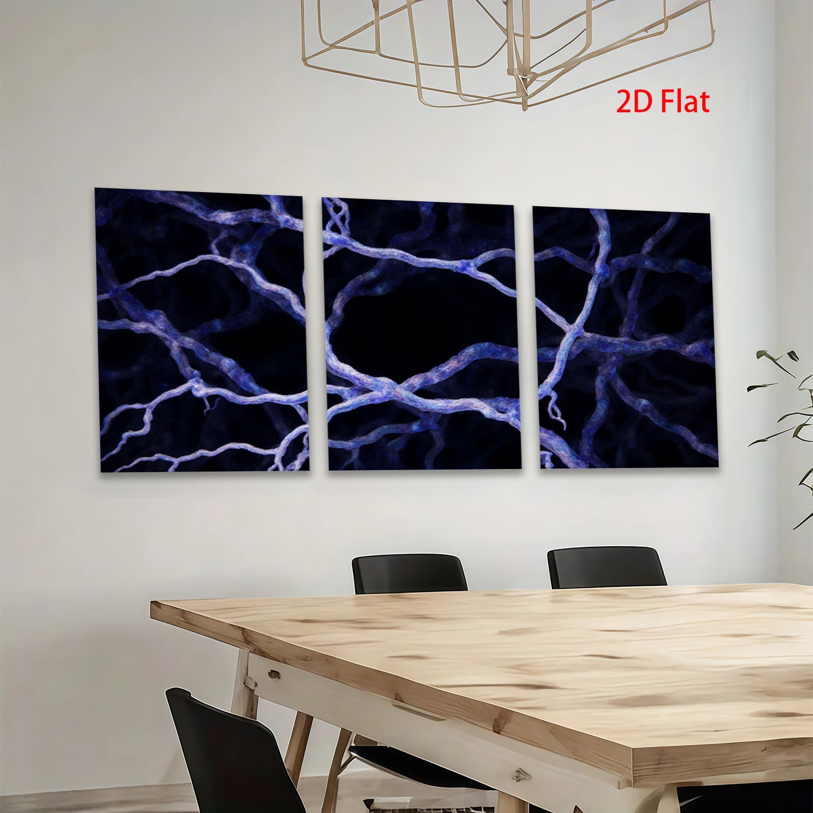 2D flat 1pc intricate blue vein pattern wall art modern farmhouse living room bedroom decor gallery wrapped canvas prints stylish home accents cozy vibes