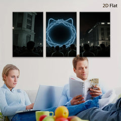 2D flat 1pc luminous circle city nightscape wall art modern home decor living room bedroom gallery wrapped canvas prints farmhouse style trending now