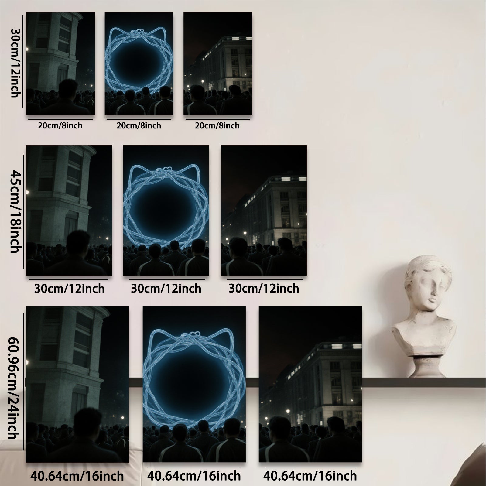 2D flat 1pc luminous circle city nightscape wall art modern home decor living room bedroom gallery wrapped canvas prints farmhouse style trending now