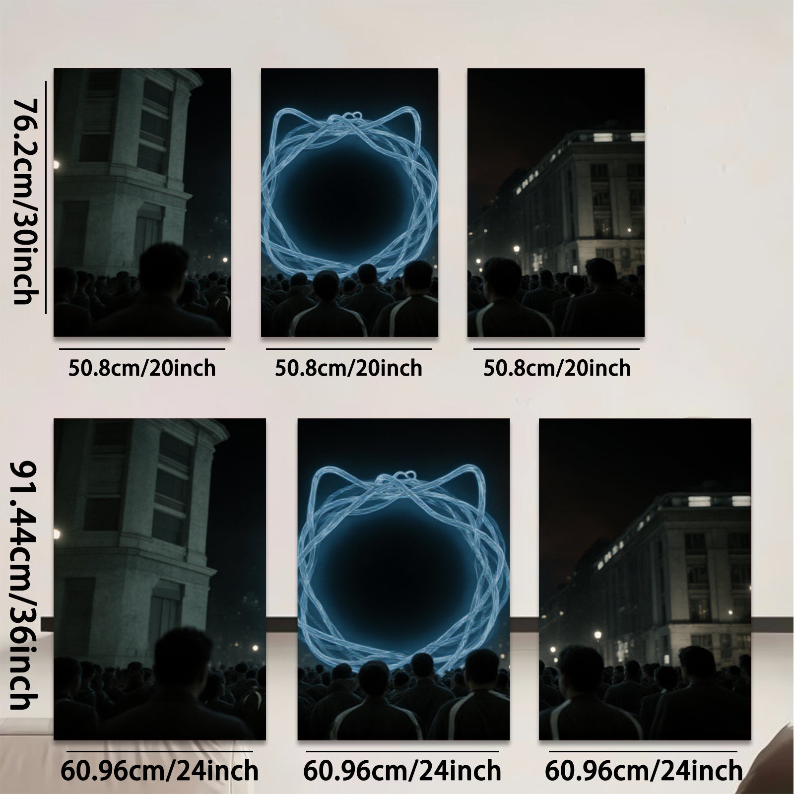 2D flat 1pc luminous circle city nightscape wall art modern home decor living room bedroom gallery wrapped canvas prints farmhouse style trending now
