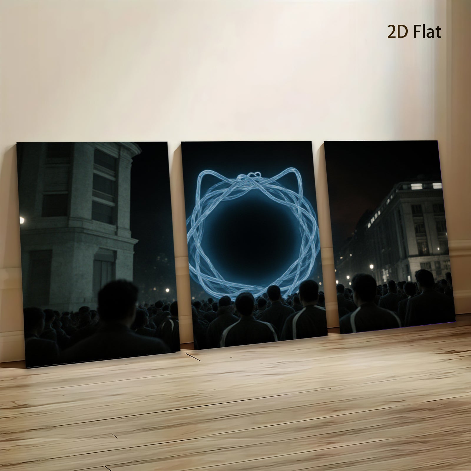 2D flat 1pc luminous circle city nightscape wall art modern home decor living room bedroom gallery wrapped canvas prints farmhouse style trending now