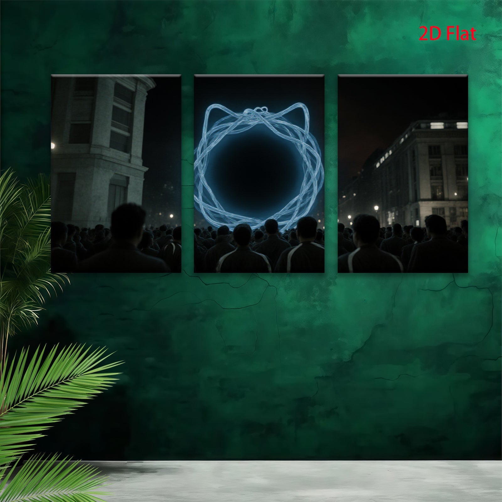 2D flat 1pc luminous circle city nightscape wall art modern home decor living room bedroom gallery wrapped canvas prints farmhouse style trending now