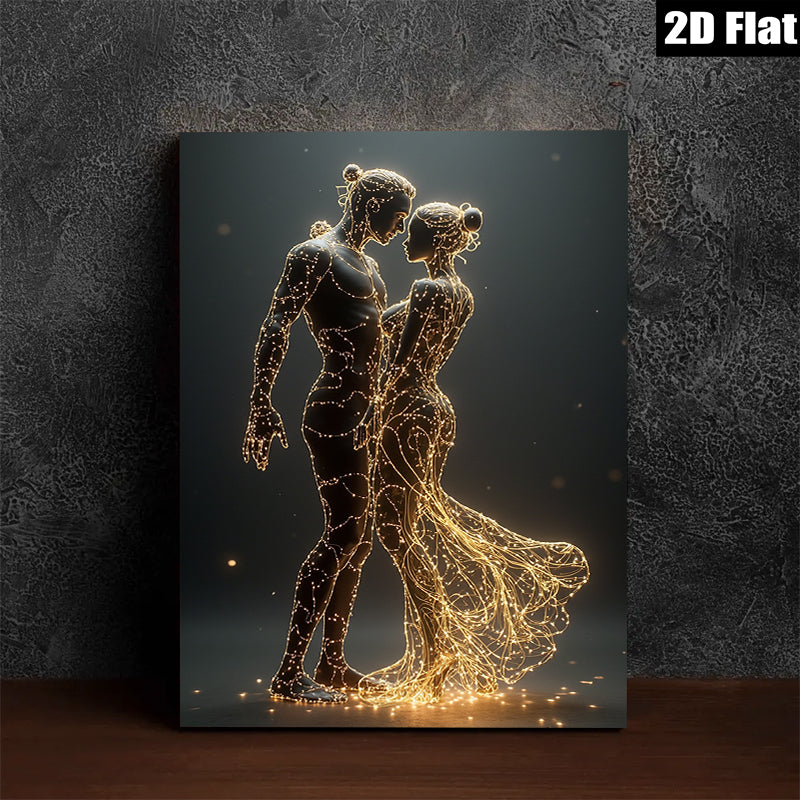 2D flat 1pc luminous couple abstract wall art modern home decor bedroom living room canvas prints farmhouse style gallery wrapped ready to hang