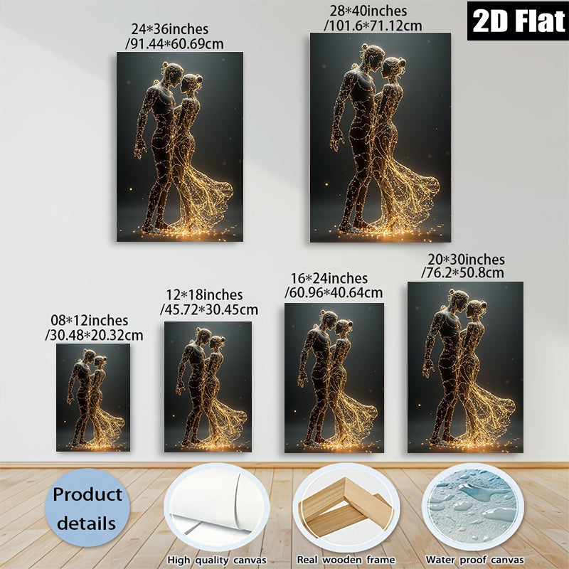 2D flat 1pc luminous couple abstract wall art modern home decor bedroom living room canvas prints farmhouse style gallery wrapped ready to hang