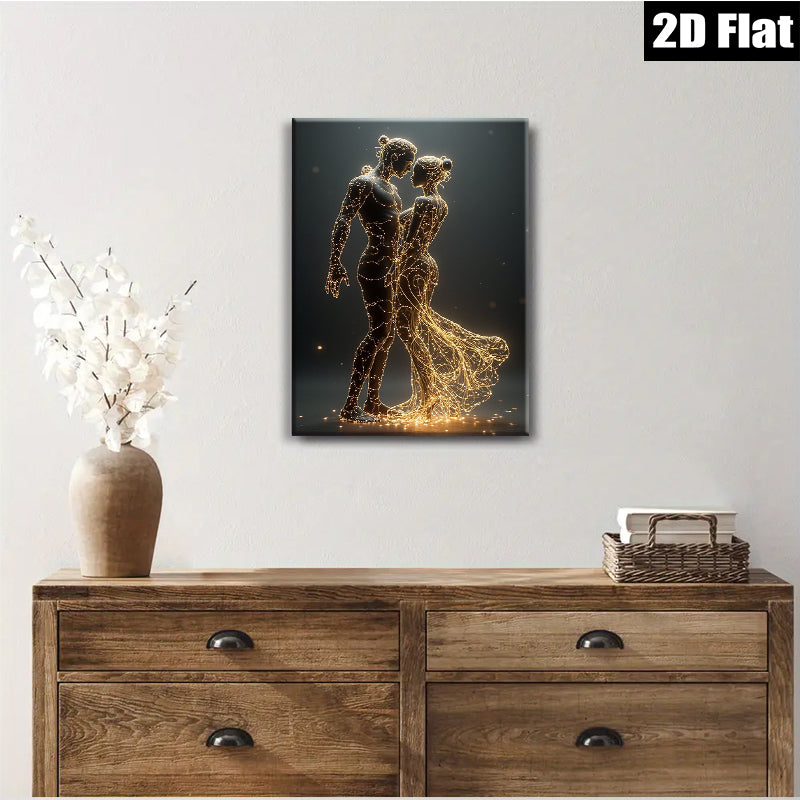 2D flat 1pc luminous couple abstract wall art modern home decor bedroom living room canvas prints farmhouse style gallery wrapped ready to hang