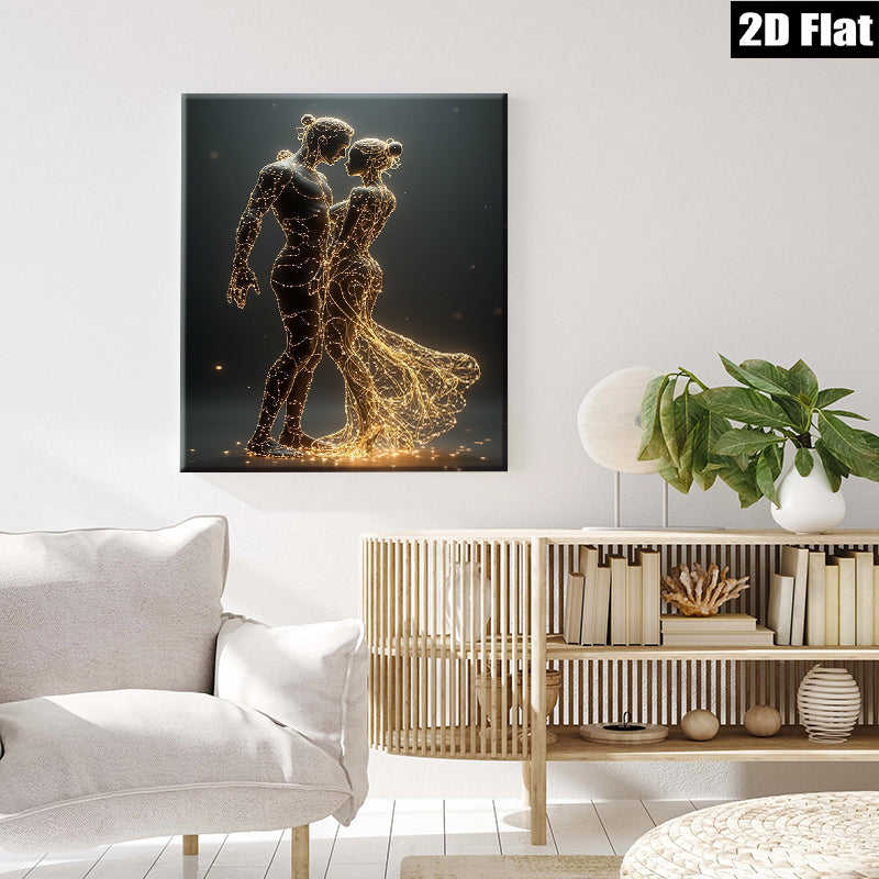 2D flat 1pc luminous couple abstract wall art modern home decor bedroom living room canvas prints farmhouse style gallery wrapped ready to hang
