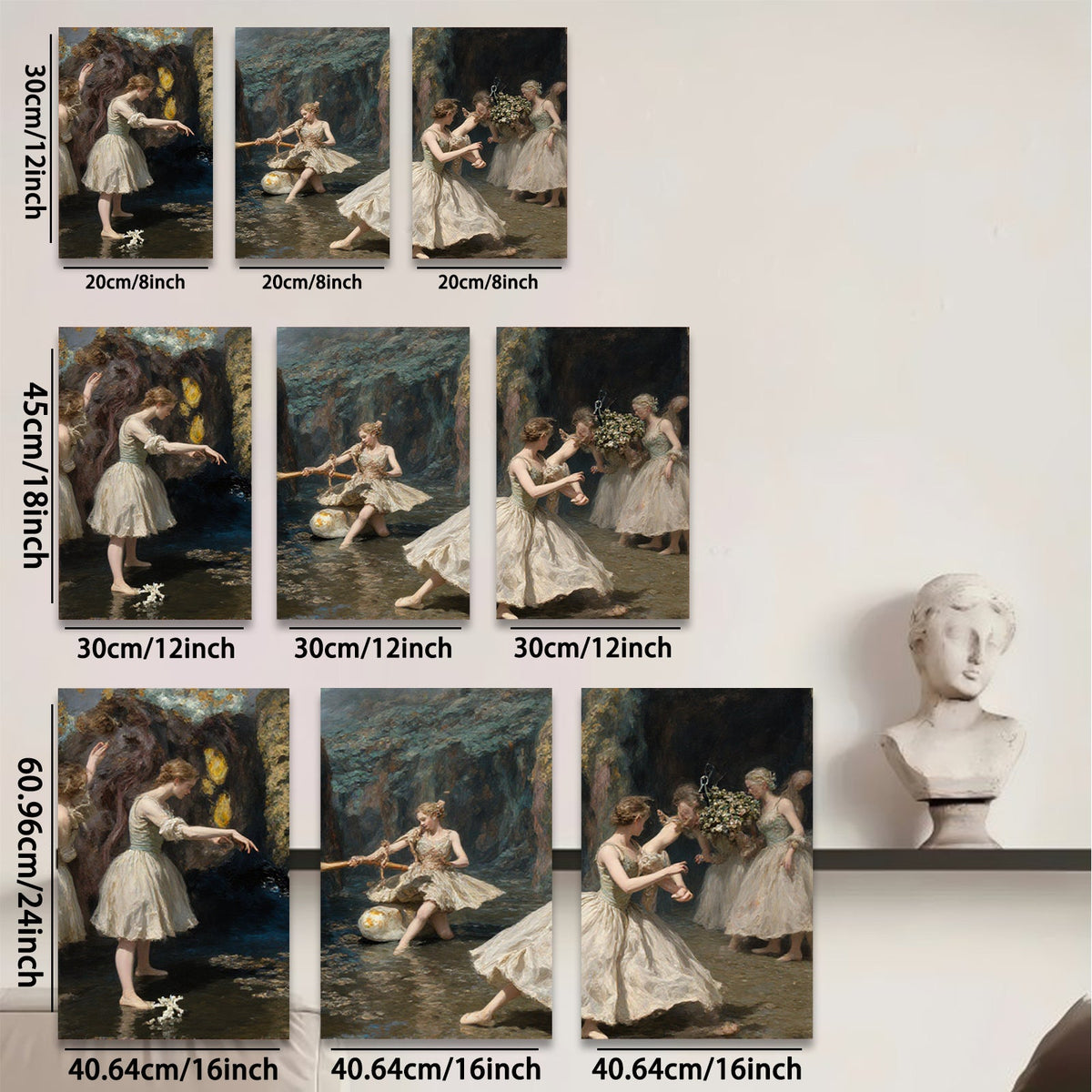 2D flat 1pc luminous dance nymphs pastoral scene wall art for living room bedroom gallery wrapped canvas prints farmhouse d��cor modern minimalist style