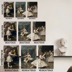 2D flat 1pc luminous dance nymphs pastoral scene wall art for living room bedroom gallery wrapped canvas prints farmhouse d��cor modern minimalist style