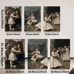 2D flat 1pc luminous dance nymphs pastoral scene wall art for living room bedroom gallery wrapped canvas prints farmhouse d��cor modern minimalist style