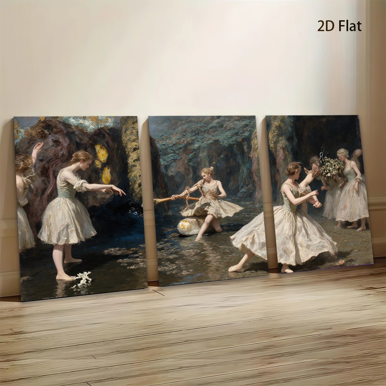 2D flat 1pc luminous dance nymphs pastoral scene wall art for living room bedroom gallery wrapped canvas prints farmhouse d��cor modern minimalist style