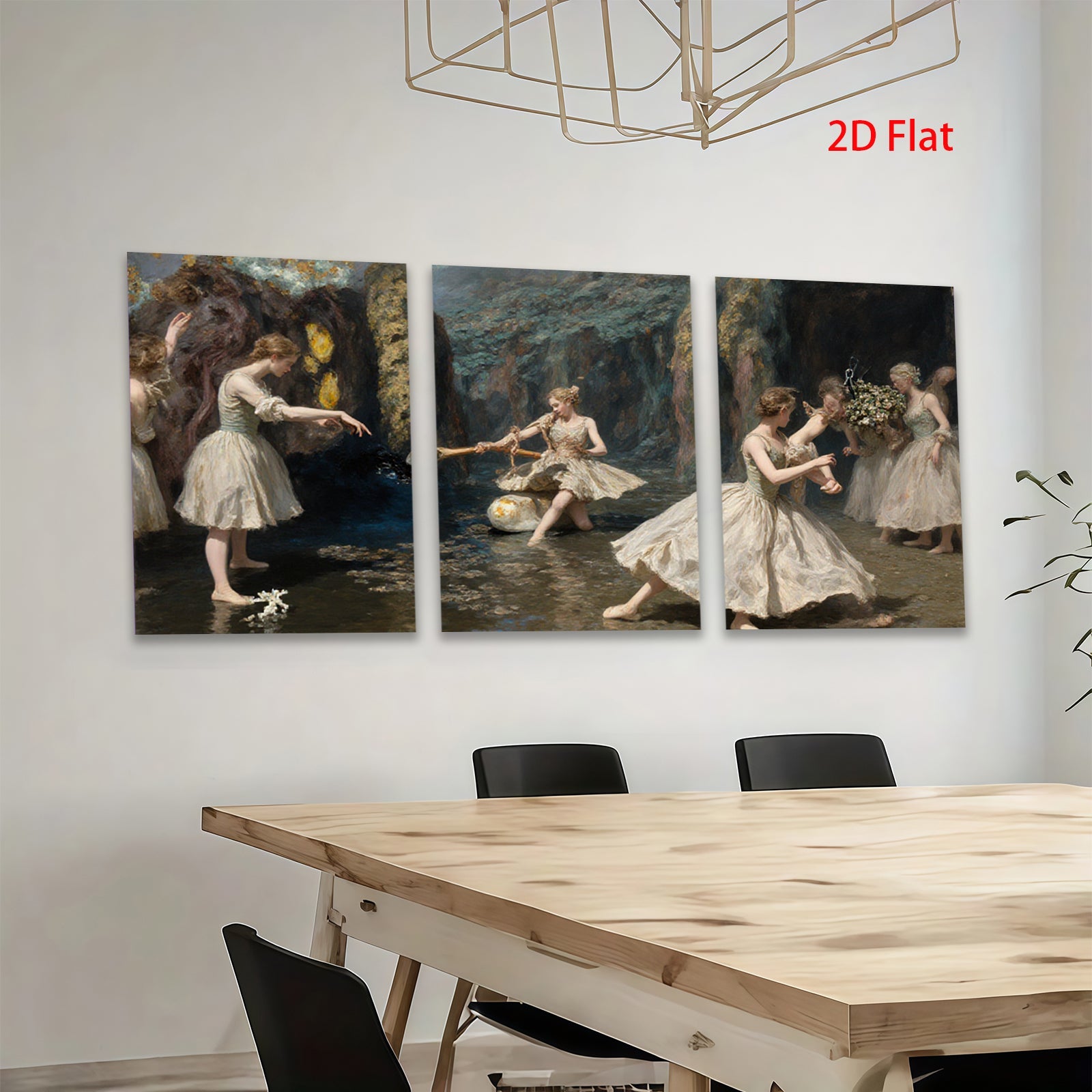 2D flat 1pc luminous dance nymphs pastoral scene wall art for living room bedroom gallery wrapped canvas prints farmhouse d��cor modern minimalist style