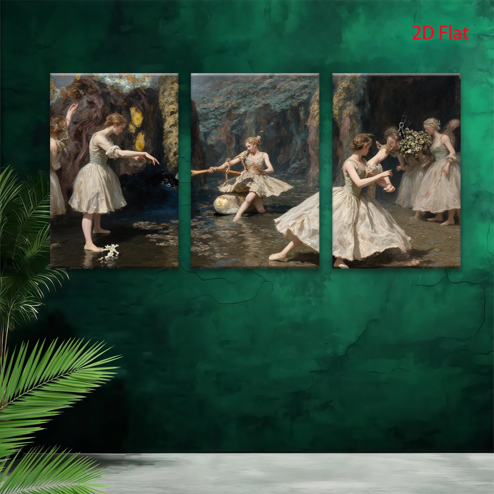 2D flat 1pc luminous dance nymphs pastoral scene wall art for living room bedroom gallery wrapped canvas prints farmhouse d��cor modern minimalist style