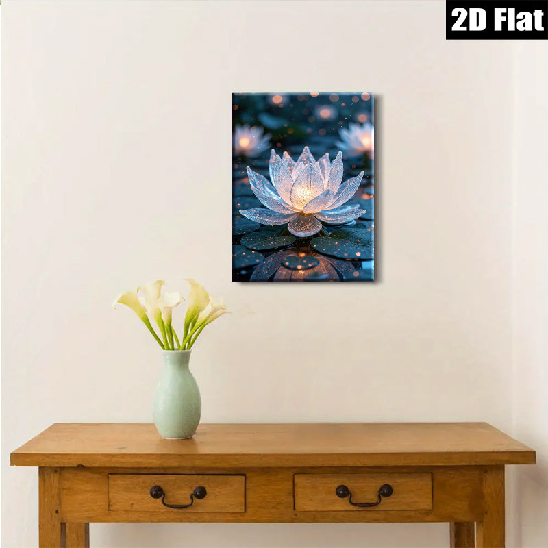 2D flat 1pc luminous floral bloom serene waterscape wall art bedroom living room modern farmhouse gallery wrapped canvas prints ready to hang