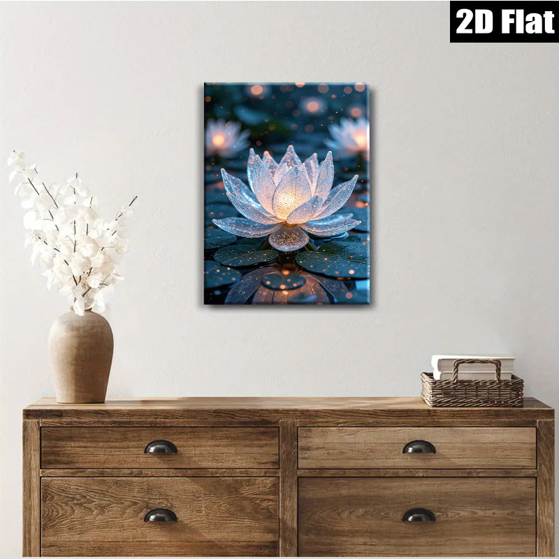 2D flat 1pc luminous floral bloom serene waterscape wall art bedroom living room modern farmhouse gallery wrapped canvas prints ready to hang
