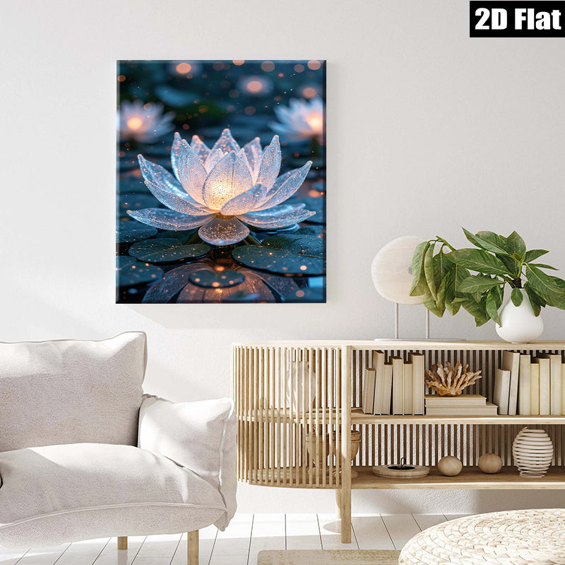 2D flat 1pc luminous floral bloom serene waterscape wall art bedroom living room modern farmhouse gallery wrapped canvas prints ready to hang