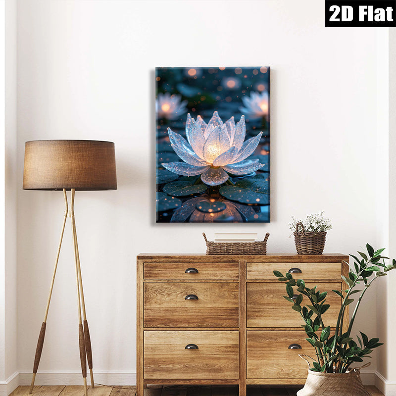 2D flat 1pc luminous floral bloom serene waterscape wall art bedroom living room modern farmhouse gallery wrapped canvas prints ready to hang
