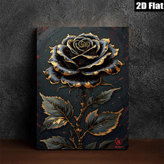 2D flat 1pc luxurious golden botanical floral wall art canvas print for bedroom living room home decor farmhouse style modern gallery wrapped