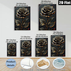 2D flat 1pc luxurious golden botanical floral wall art canvas print for bedroom living room home decor farmhouse style modern gallery wrapped