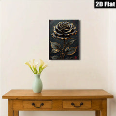 2D flat 1pc luxurious golden botanical floral wall art canvas print for bedroom living room home decor farmhouse style modern gallery wrapped