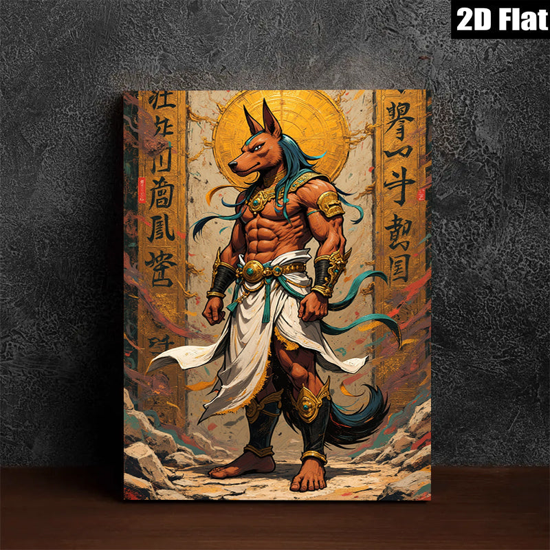 2D flat 1pc majestic Anubis Egyptian god wall art decor bedroom living room gallery wrapped canvas prints farmhouse style modern home decoration