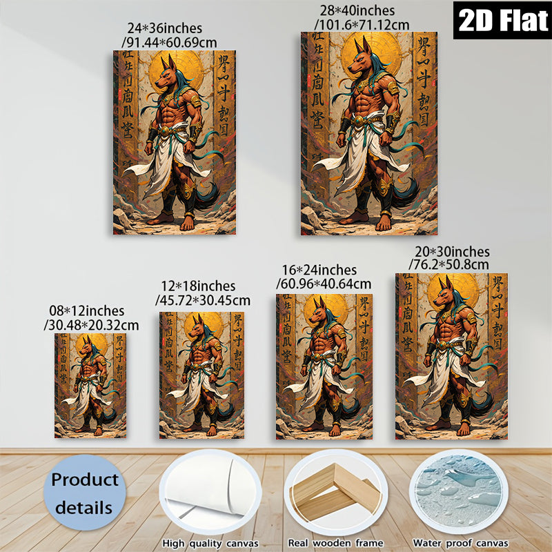 2D flat 1pc majestic Anubis Egyptian god wall art decor bedroom living room gallery wrapped canvas prints farmhouse style modern home decoration
