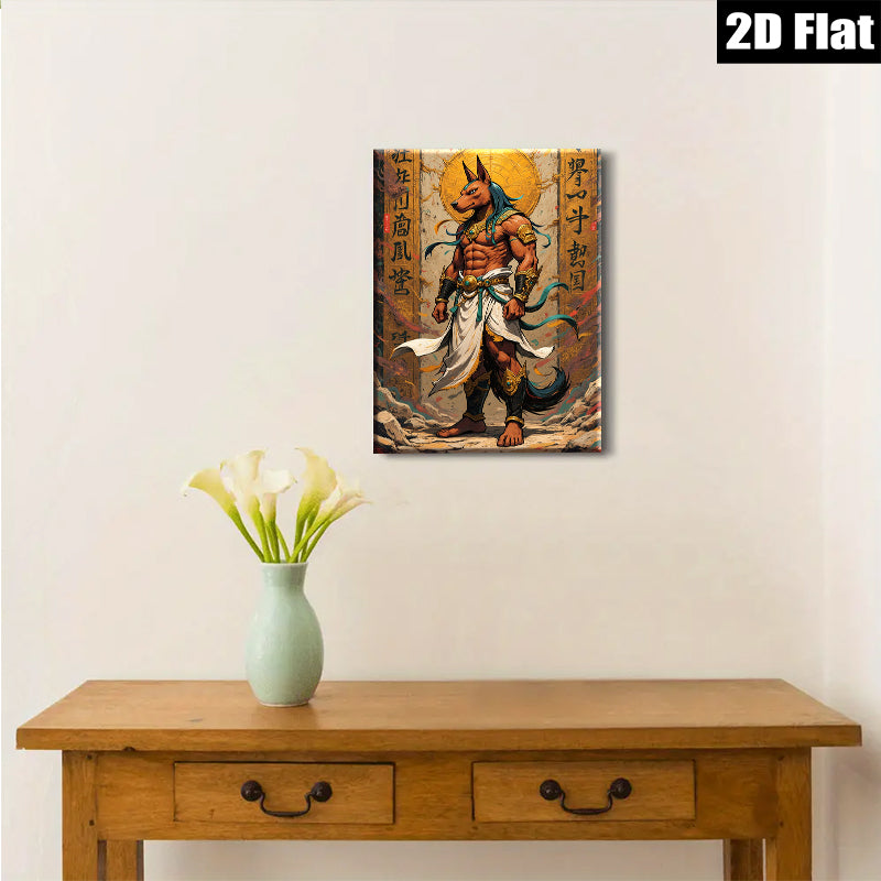 2D flat 1pc majestic Anubis Egyptian god wall art decor bedroom living room gallery wrapped canvas prints farmhouse style modern home decoration