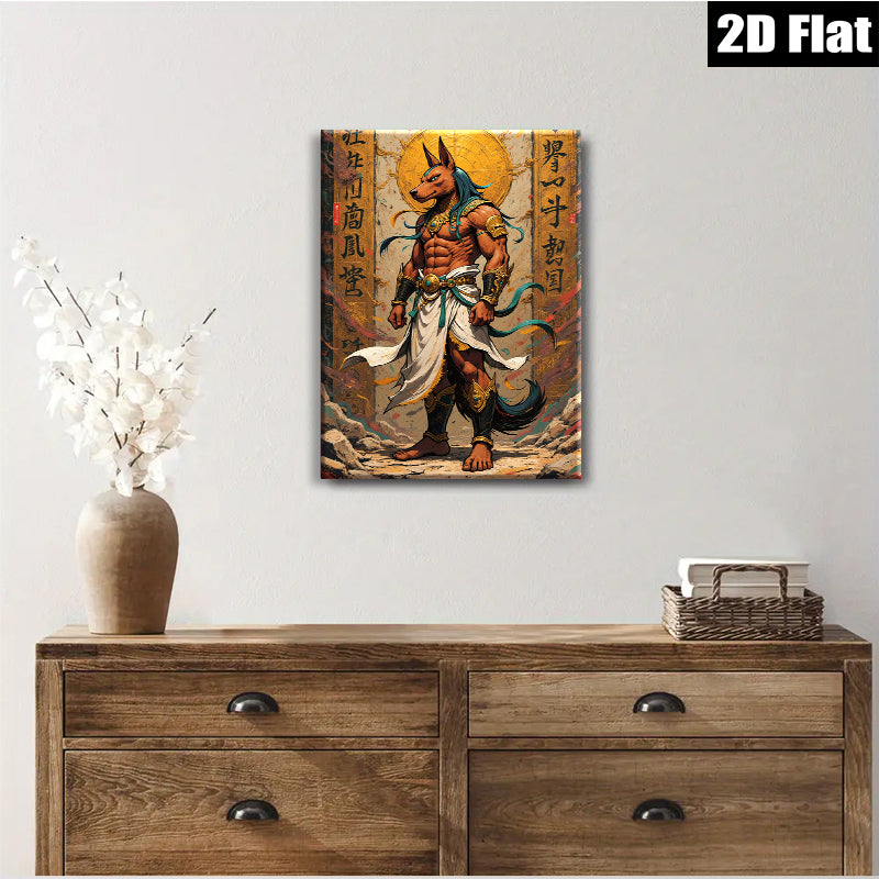 2D flat 1pc majestic Anubis Egyptian god wall art decor bedroom living room gallery wrapped canvas prints farmhouse style modern home decoration