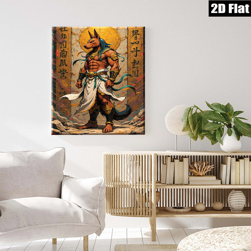 2D flat 1pc majestic Anubis Egyptian god wall art decor bedroom living room gallery wrapped canvas prints farmhouse style modern home decoration