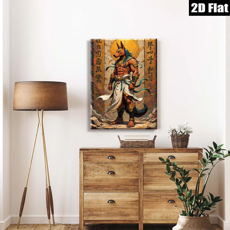 2D flat 1pc majestic Anubis Egyptian god wall art decor bedroom living room gallery wrapped canvas prints farmhouse style modern home decoration