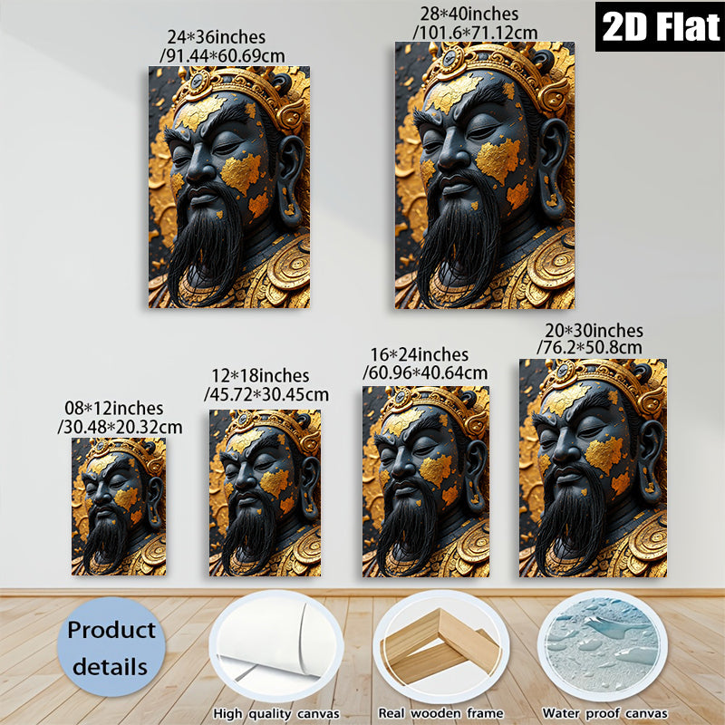 2D flat 1pc majestic Asian warrior portrait wall decor for living room bedroom farmhouse style gallery wrapped canvas prints modern art
