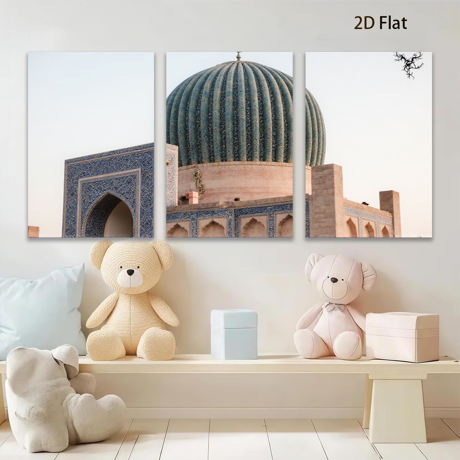2D flat 1pc majestic Uzbekistan mosque architecture wall art prints canvas bedroom living room decor farmhouse modern gallery wrapped