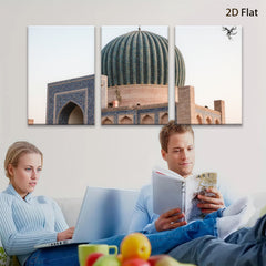 2D flat 1pc majestic Uzbekistan mosque architecture wall art prints canvas bedroom living room decor farmhouse modern gallery wrapped