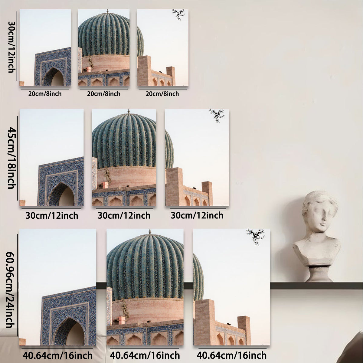 2D flat 1pc majestic Uzbekistan mosque architecture wall art prints canvas bedroom living room decor farmhouse modern gallery wrapped