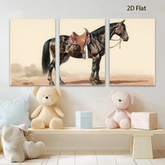 2D flat 1pc majestic black horse portrait Western art farmhouse decor living room bedroom gallery wall art canvas prints