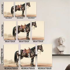 2D flat 1pc majestic black horse portrait Western art farmhouse decor living room bedroom gallery wall art canvas prints