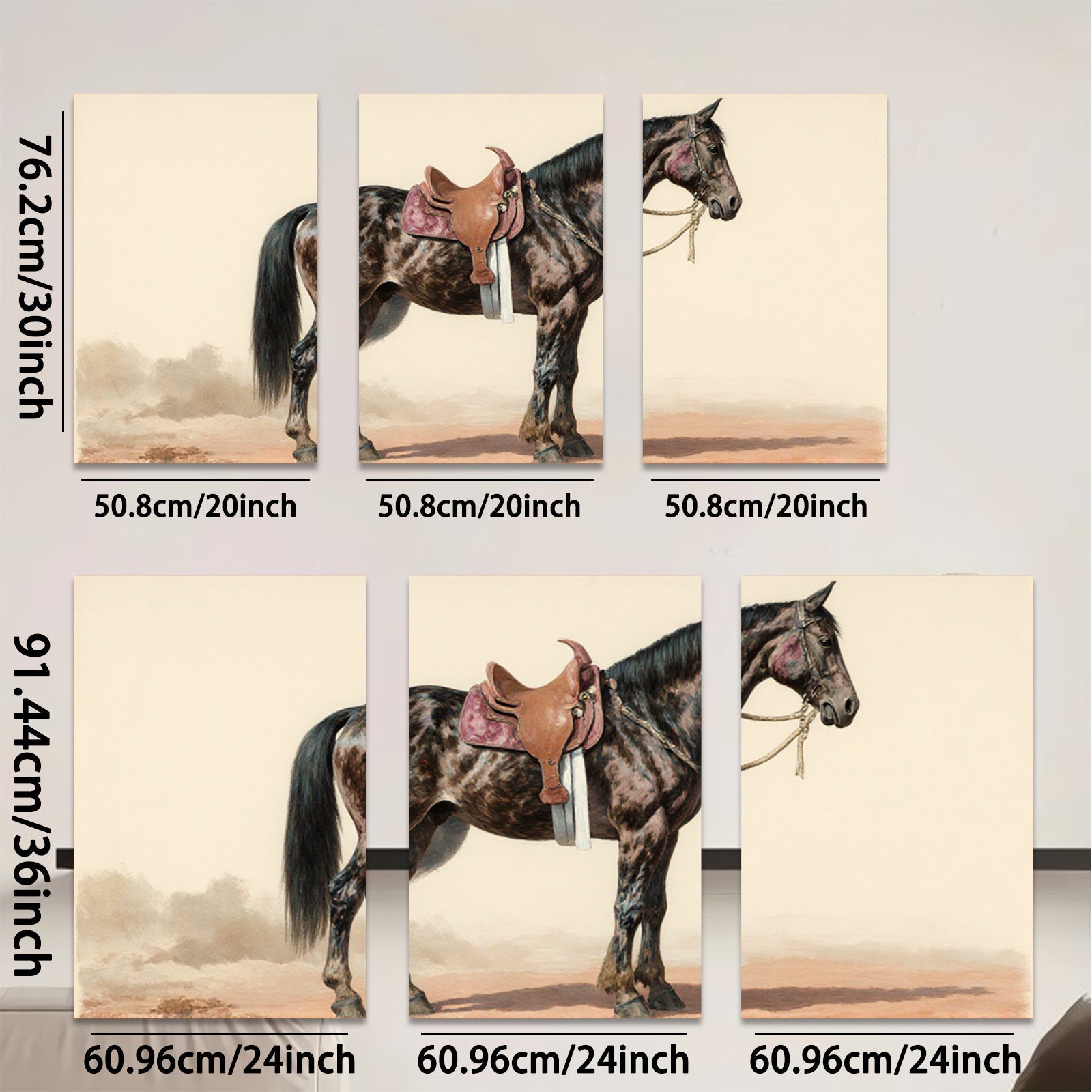 2D flat 1pc majestic black horse portrait Western art farmhouse decor living room bedroom gallery wall art canvas prints
