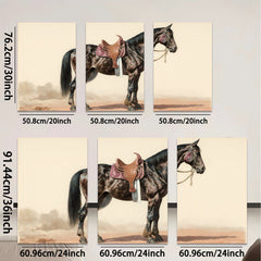 2D flat 1pc majestic black horse portrait Western art farmhouse decor living room bedroom gallery wall art canvas prints