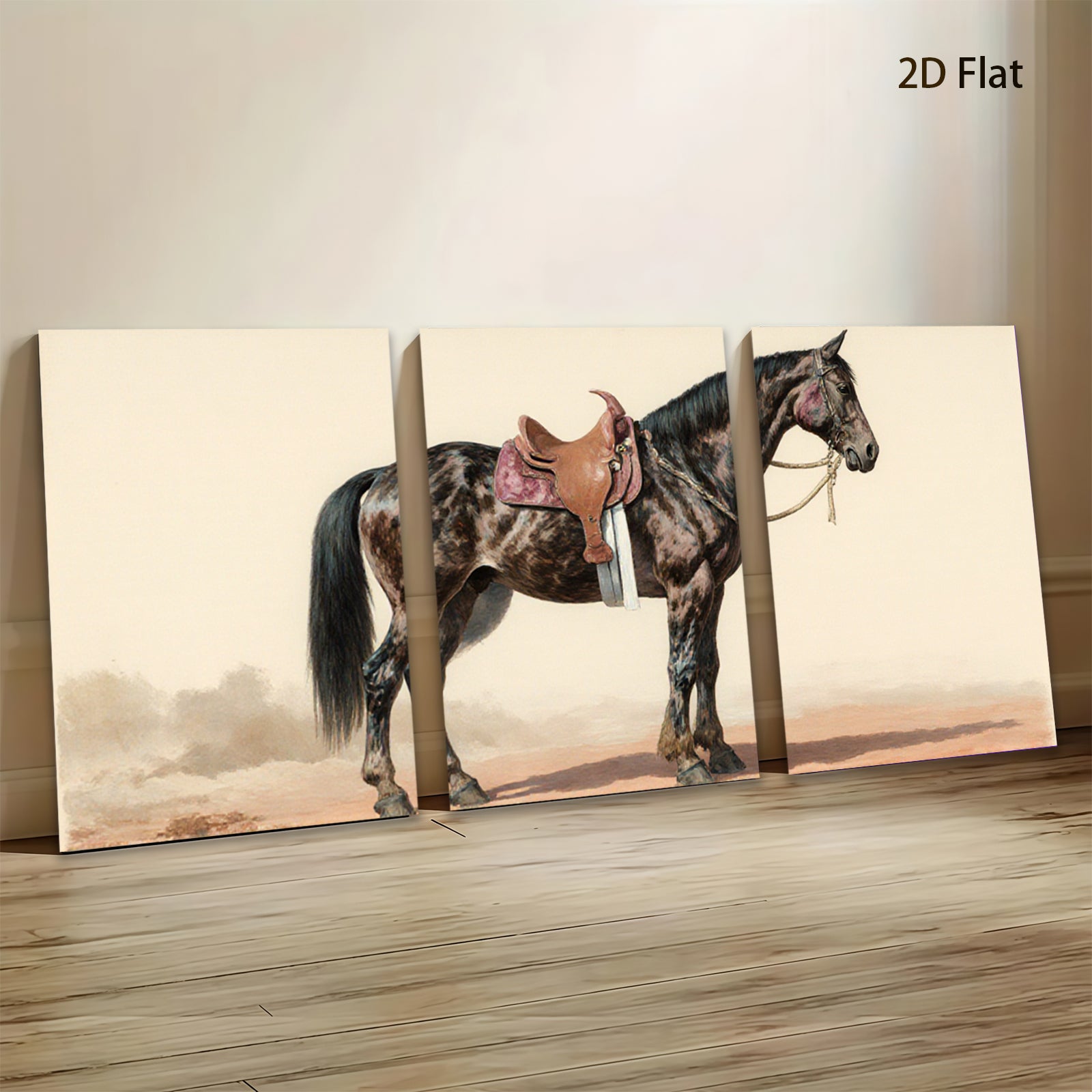 2D flat 1pc majestic black horse portrait Western art farmhouse decor living room bedroom gallery wall art canvas prints