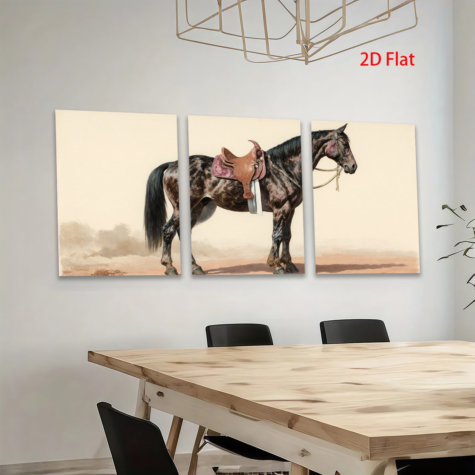 2D flat 1pc majestic black horse portrait Western art farmhouse decor living room bedroom gallery wall art canvas prints