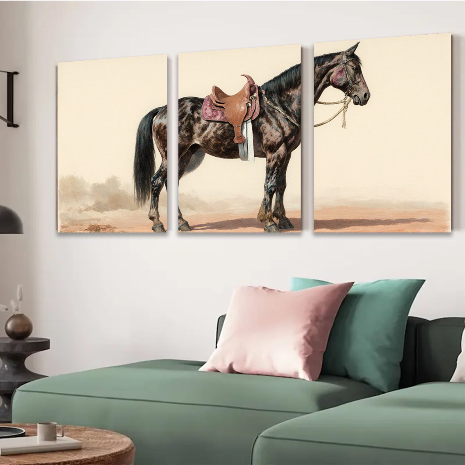 2D flat 1pc majestic black horse portrait Western art farmhouse decor living room bedroom gallery wall art canvas prints