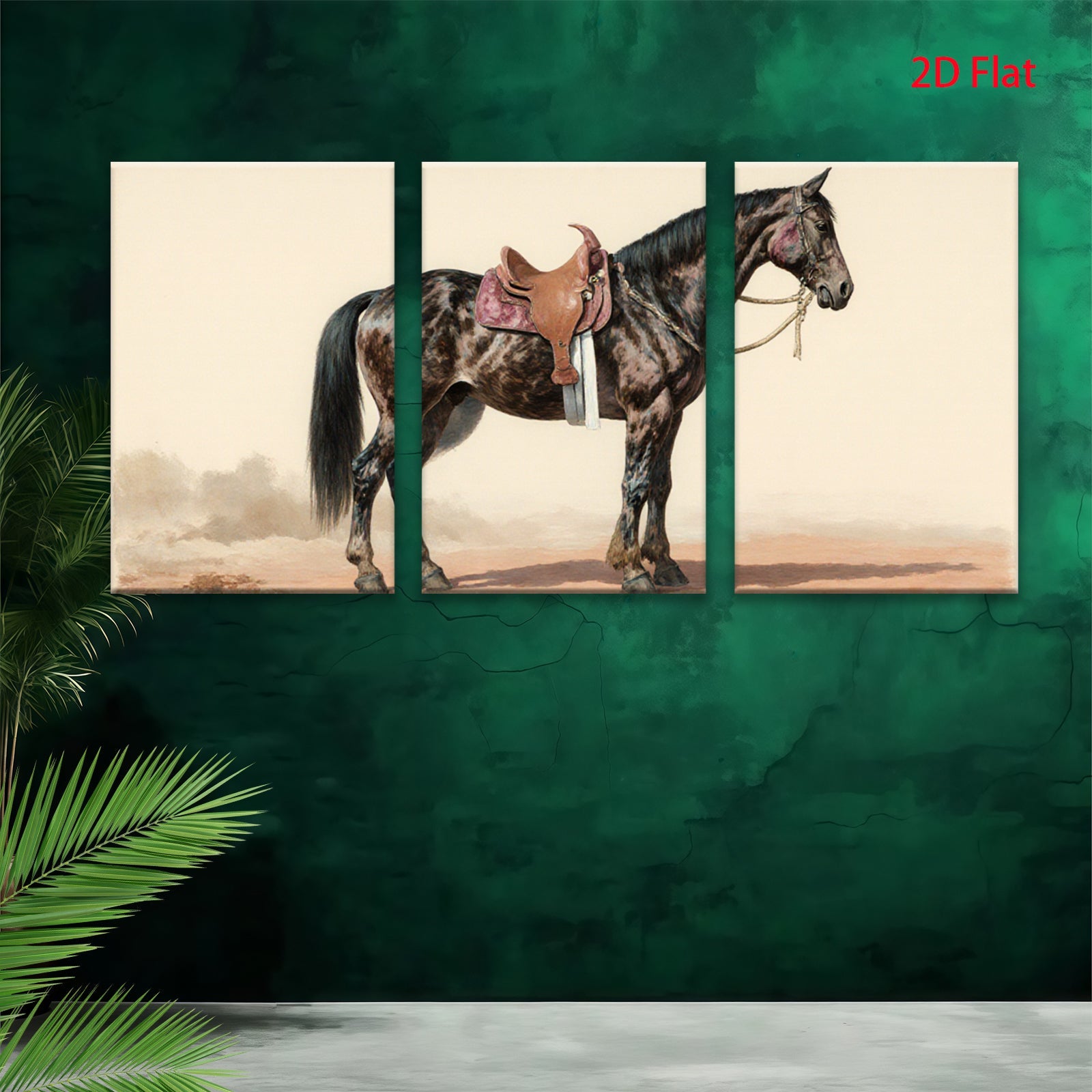 2D flat 1pc majestic black horse portrait Western art farmhouse decor living room bedroom gallery wall art canvas prints