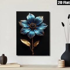2D flat 1pc majestic blue botanical flower wall art bedroom living room decor farmhouse style gallery wrapped canvas print modern minimalist aesthetic