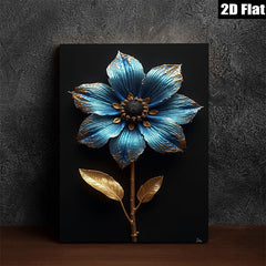 2D flat 1pc majestic blue botanical flower wall art bedroom living room decor farmhouse style gallery wrapped canvas print modern minimalist aesthetic