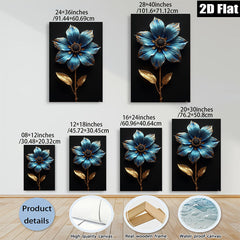 2D flat 1pc majestic blue botanical flower wall art bedroom living room decor farmhouse style gallery wrapped canvas print modern minimalist aesthetic
