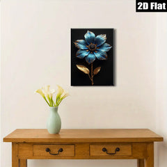 2D flat 1pc majestic blue botanical flower wall art bedroom living room decor farmhouse style gallery wrapped canvas print modern minimalist aesthetic