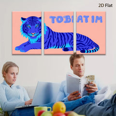 2D flat 1pc majestic blue tiger wall art canvas prints for living room bedroom decor farmhouse style modern minimalist gallery wrapped timeless statement piece